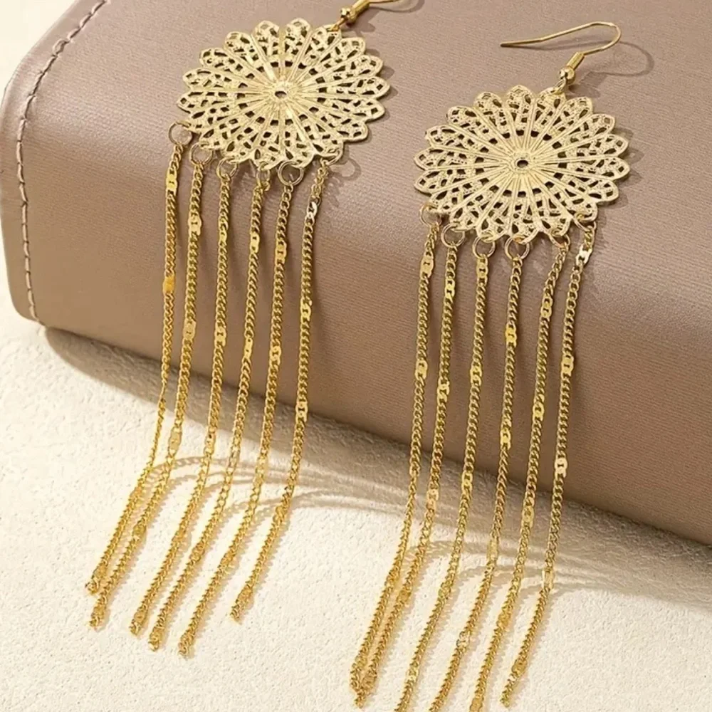 Boho Tassel Dangle Earrings – Golden Sparkle, Party & Gift Ready Lucky earrings
